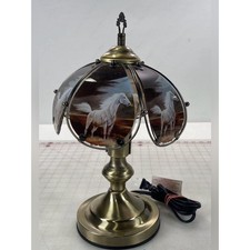 Vintage 1980s OK Lighting Wild Mustang Horse Touch Lamp with Glass Panels picture