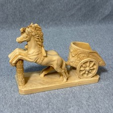 G Ruggeri Roman Chariot Horse Sculpture Italian Resin Alabaster Figurine Cream picture