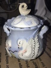 sugar bowl with swans decoration picture