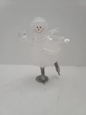 Acrylic Snowman on Ice Skates 7 X 4” Pink Trim picture