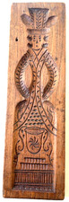 Antique European Folk Art Butter Mold Double Sided Figural Carved Wood picture