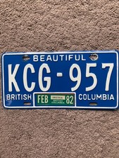1982 British Columbia License Plate -  KCG 957 -  Nice picture