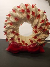 Vtg Tampa Bay Mold Ceramic Lighted Christmas Wreath 11.5