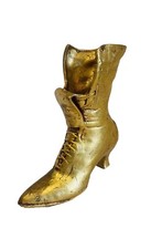 Vintage Ceramic Gold Tone Victorian Ladies Boot / Shoe Planter / Vase picture