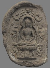 Tibet 12th Century Old Antique Buddhist Clay Tsa Tsa Sakyamuni Buddha Statue picture