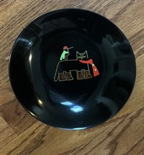 Vintage Couroc of Monterey inlaid holiday bowl cat bird MCM picture