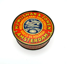 ORIGINAL VINTAGE 1950s DUTCH CHEESE TIN CAN HJ WIJSMAN & ZONEN AMSTERDAM picture