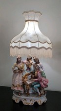 Large Capodimonte Lamp With Lace Fringed Shade 46