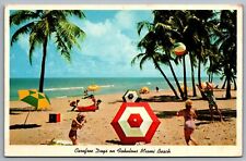 Carefree Days Fabulous Miami Beach Florida Volleyball Sun Bathing Beach Postcard picture