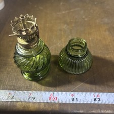 Vintage Green Glass Miniature Oil Lamp Replacement Bases Lot Hong Kong Unused picture