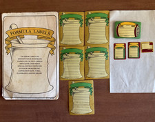 Vintage Pharmacy Apothecary Formula Labels pestle mortar shape jar barrel shape picture