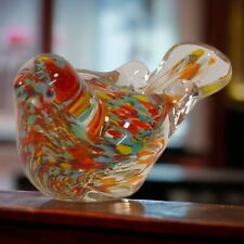 Vintage Wales Clear Multicolored Small Paperweight Glass Bird Made in Japan picture
