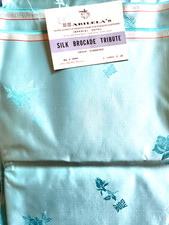 Vtg Harilela’s Hong Kong Silk Blend Fabric Robins Egg Blue 5 Yards NOS picture