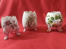 EGG VASE 3 Porcelain Footed  Egg Vases 2  trimmed in 