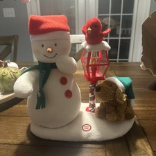 Hallmark Vintage 2013 Jingle Pals Merry Carolers Snowman BIRD Lamp Post - Works picture