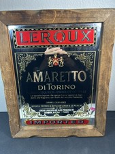 Vintage Leroux Amaretto Di Torino Almond Liqueur Bar Mirror Sign Wood Frame picture