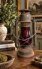 Antique GSW Beacon Red Globe Kerosene Lantern Canada Oil Lamp Rustic Industrial picture