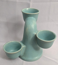 VTG CAMARK Mid Century Modern Teal Pottery Mantle Vase Planter Candle Holder (S2 picture