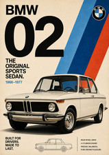 Vintage BMW 02 Sports Sedan – 1966-1977 Classic German Car Repro Poster 13x19 picture