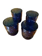 ROYAL SAPPHIRE Cobalt Blue Glass Cup France Set of 4 Cups Avon 4