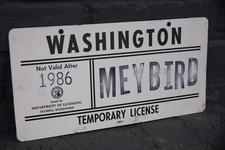 1986  WASHINGTON  License Plate  *** TEMPORARY *** MEYBIRD picture
