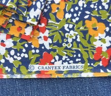 Vintage Crantex Fabric Blue, Orange, Red white Floral Design- 2.5 Yards picture