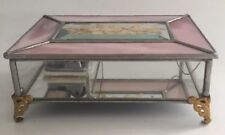 Stained Glass Music Box with Leaves Still Plays Music Beautiful Rare It/420 picture