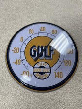 MCM Gulf That Good Gulf Gasoline Style Metal Round Thermometer Outdoor Decor 16