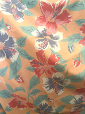 Vintage Fisher & Gentile Ltd. Hawaiian Hibiscus Pastel Peach Cotton Floral BTY picture