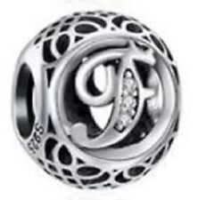 New Pandora Vintage Sterling Silver Authentic Letter F Charm Bead picture