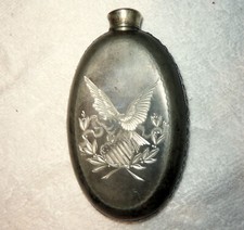 Antique 1860s Civil War Eagle Confederacy German Silver Whiskey Flask picture
