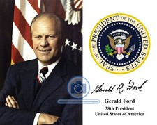 PRESIDENT GERALD FORD PRESIDENTIAL SEAL AUTOGRAPHED 8X10 PHOTOGRAPH picture