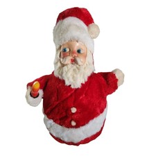 VTG Roly-Poly Plush Red Light Up Santa Rubber Face 12