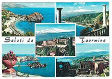 VINTAGE 1965 GREETINGS FROM TAORMINA ITALY MULTI-VIEW POSTCARD picture