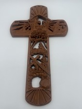 Dicksons Carved Details Woodgrain Resin Cross Life Story of Christ 12”x7” Wall picture