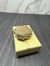 VINTAGE GIVENCHY GOLD TONE CLAM SHELL SOLID PERFUME COMPACT picture