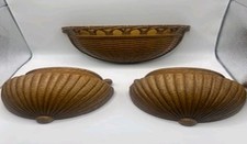 Vintage 1978 HOMCO 6054 Faux Wicker Wall Pocket Planters Set of 3 Brown picture