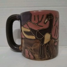 Mara Studios Hand Painted ROADRUNNER Heavy Stoneware Coffee Mug Mexico Signed picture