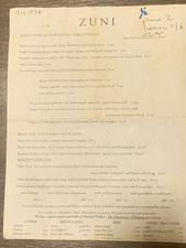 ZUNI Cafe Restaurant in San Francisco CA Lunch & Dessert Menu from June 10 2006 picture