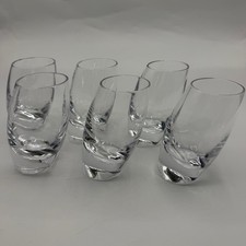 Nambe Tilt Shot Glasses Set of 6 Clear Crystal Modern Weighted Slanted Base picture