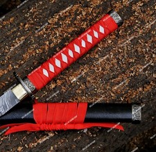 Fully Handmde Damascus Steel Full-Tang Ninja/Katana/Combat Sword with Scabbard. picture