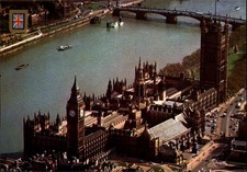 London England United Kingdom Houses of Parliament aerial vintage postcard picture