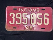 Vintage 1949 Indiana License Plate Auto Tag 395 856 picture