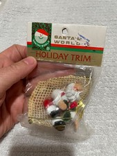 VTG Santa's World Santa in a Hammock Plastic Ornament in Package picture