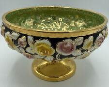 Antique ALCOBACA Bowl Porcelain Rose Pattern Bowl Gold Trim Stamped Bowl picture