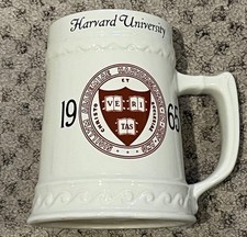 HARVARD UNIVERSITY 1965 BEER STEIN CREME & GOLD LETTERING CRIMSON MUG picture