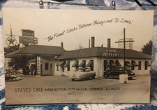 Steve's Cafe Chenoa Illinois Texaco Gas Station Quaker State Motor Oil RPPC picture