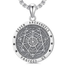 Wasee Seal of Seven Archangels/Tetragrammaton Pendant Necklace for Men 925 St... picture