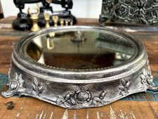 Antique Silverplate Mirrored Plateau Cakes Vanity Floral Roses Queen City Silver picture