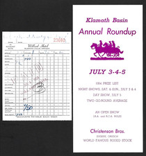 Klamath Basin Annual Roundup Oregon Rodeo 1954 Brochure Willard Hotel Receipt picture
